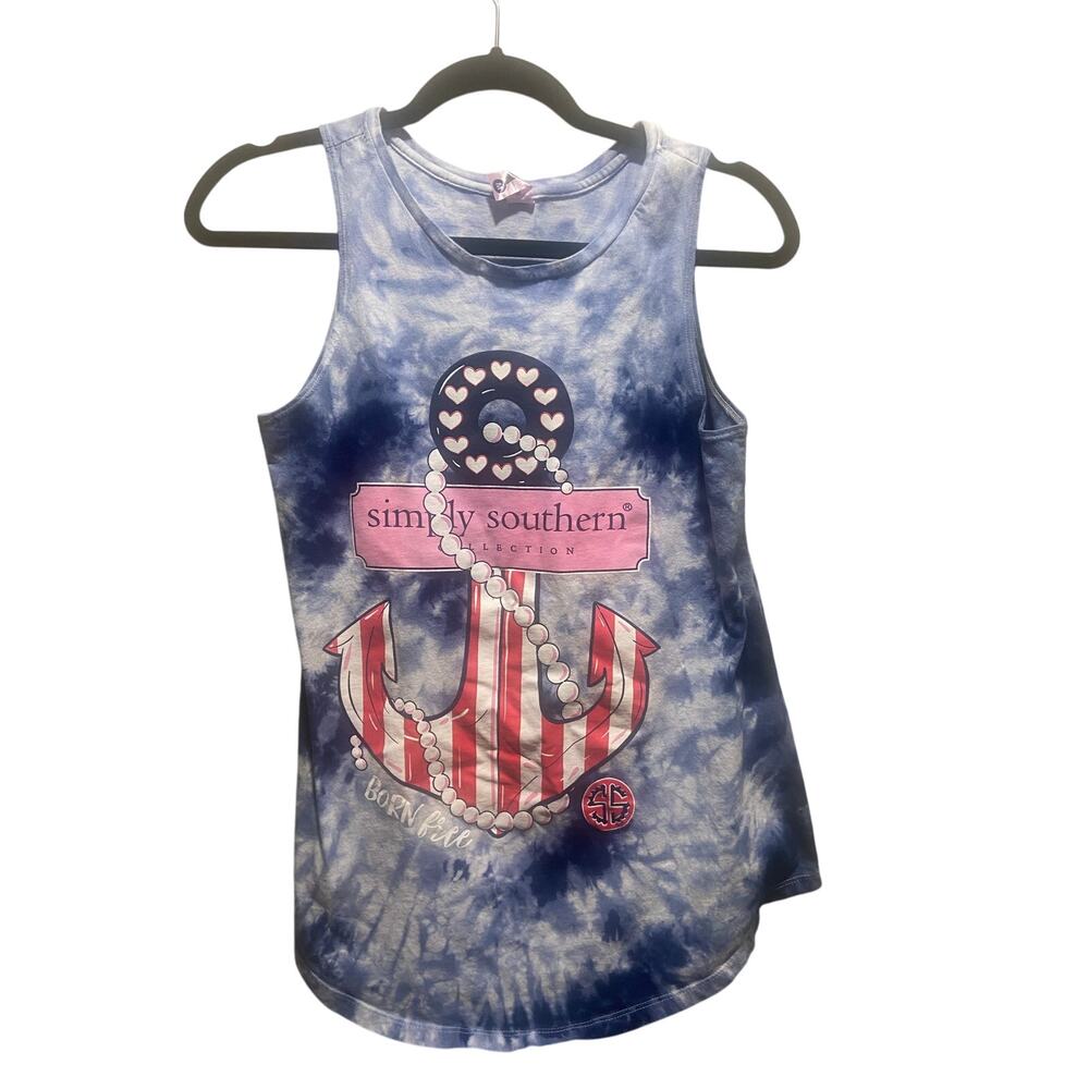 Simply Southern Patriotic Anchor Tank Top - Size Medium